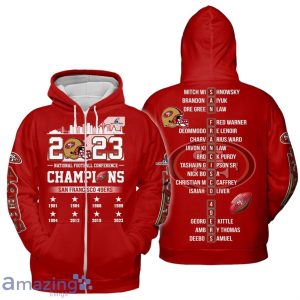 NFC Champions San Francisco 49ers 8 Times 3D Red Shirt Hoodie Product Photo 2