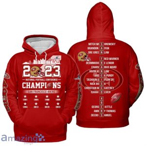 NFC Champions San Francisco 49ers 8 Times 3D Red Shirt Hoodie Product Photo 1