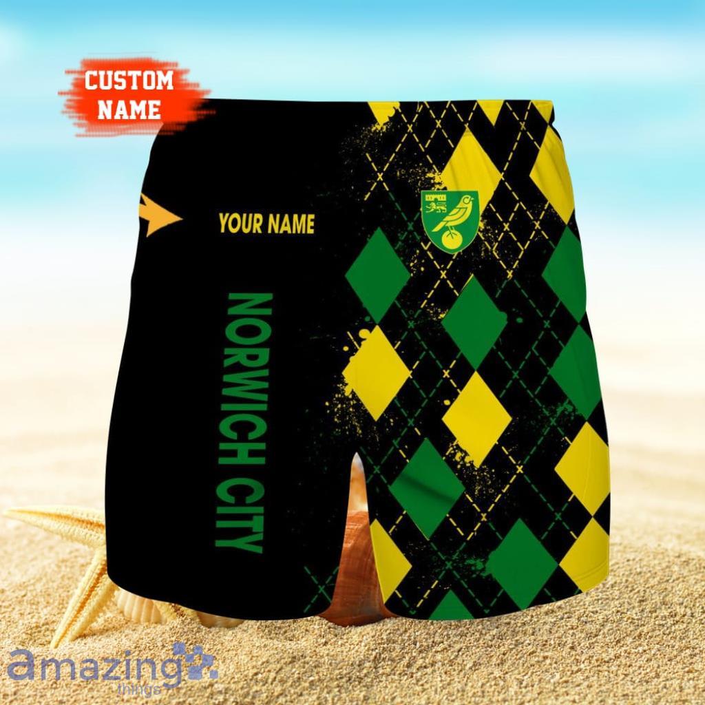 Norwich City Logo Print 3D Short Hawaiian Custom Name Trending Summer For Men image Norwich City Logo Print 3D Short Hawaiian Custom Name Trending Summer For Men Product Photo 1