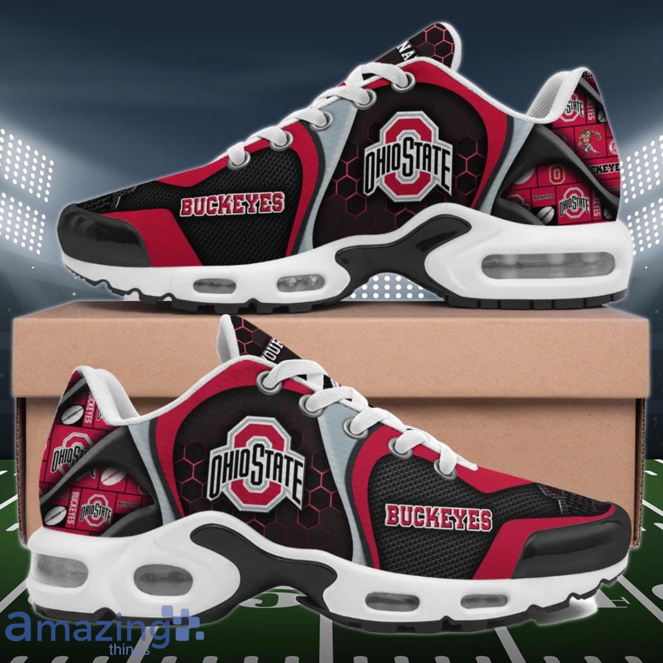 Ohio State Buckeyes Air Cushion Sports Shoes Custom Name Gifts For Football Fan image Ohio State Buckeyes Air Cushion Sports Shoes Custom Name Gifts For Football Fan Product Photo 1