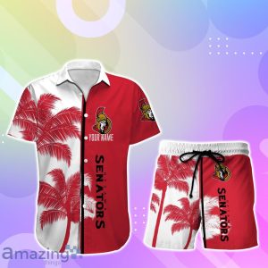 Ottawa Senators Hawaiian Shirt And Short Palm Tree Custom Name Product Photo 1