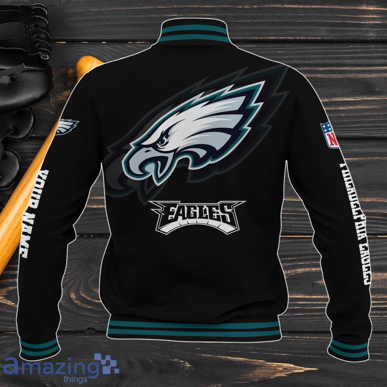 Philadelphia Eagles Baseball Jacket Custom Name Sport Gifts For Fans image Philadelphia Eagles Baseball Jacket Custom Name Sport Gifts For Fans Product Photo 3