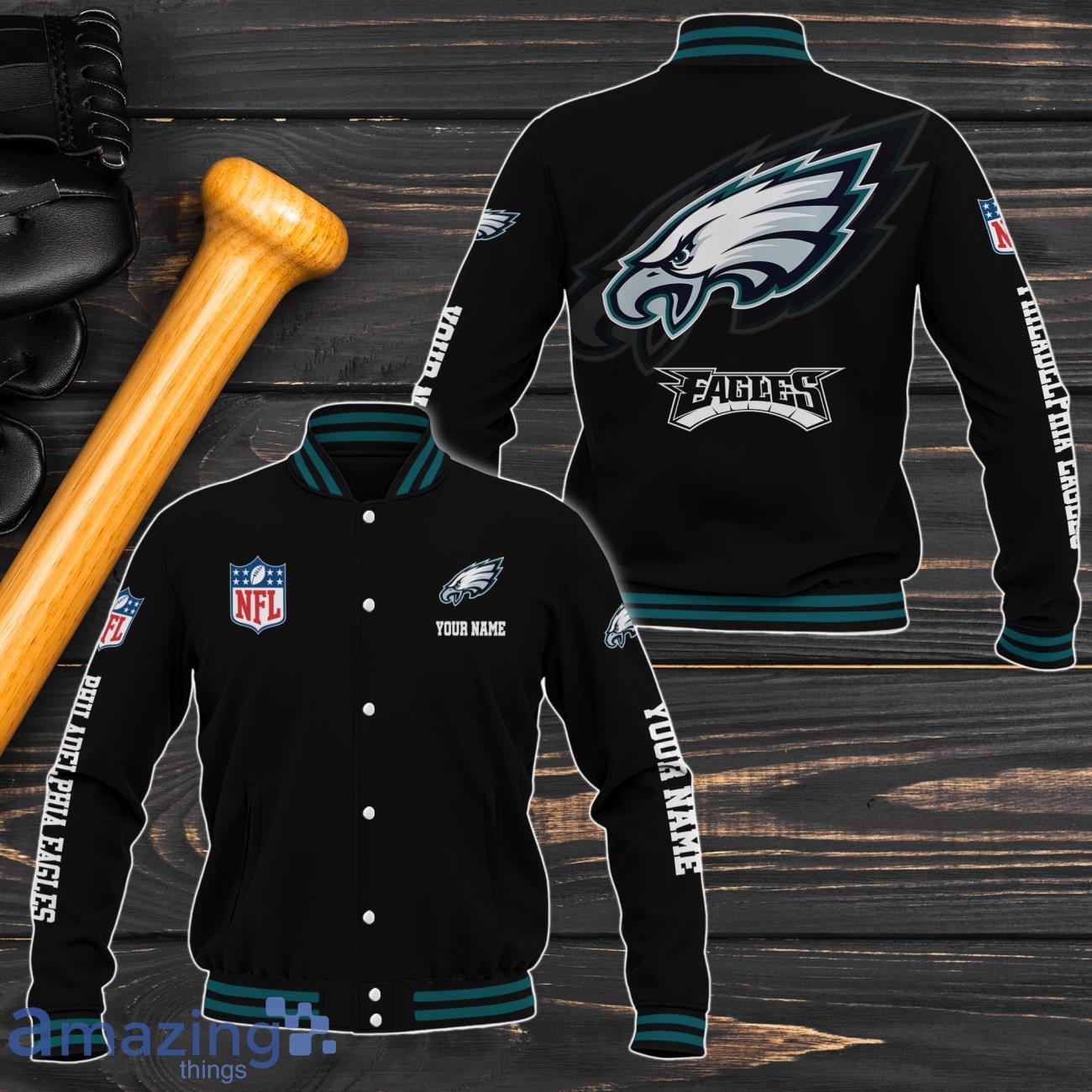 Philadelphia Eagles Baseball Jacket Custom Name Sport Gifts For Fans image Philadelphia Eagles Baseball Jacket Custom Name Sport Gifts For Fans Product Photo 1