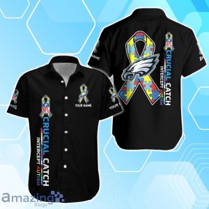 Philadelphia Eagles Hawaiian Shirt & Short Crucial Catch Intercept Autism Custom Name image Philadelphia Eagles Hawaiian Shirt & Short Crucial Catch Intercept Autism Custom Name Product Photo 2