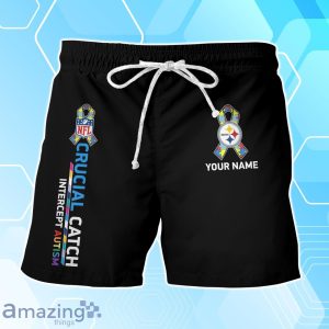 Pittsburgh Steelers Hawaiian Shirt & Short Crucial Catch Intercept Autism Custom Name Product Photo 3