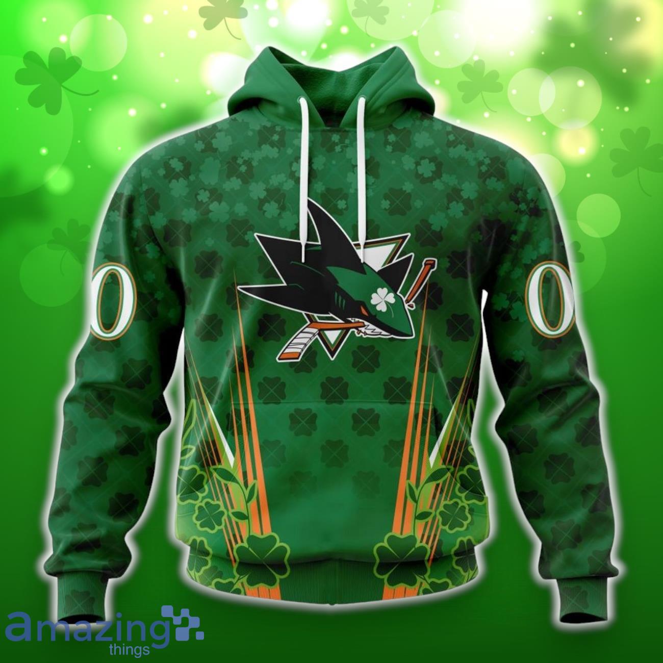 San Jose Sharks Full Green Design For St. Patrick’s Day 3D Shirt Hoodies Custom Number & Name image San Jose Sharks Full Green Design For St. Patrick’s Day 3D Shirt Hoodies Custom Number & Name Product Photo 1