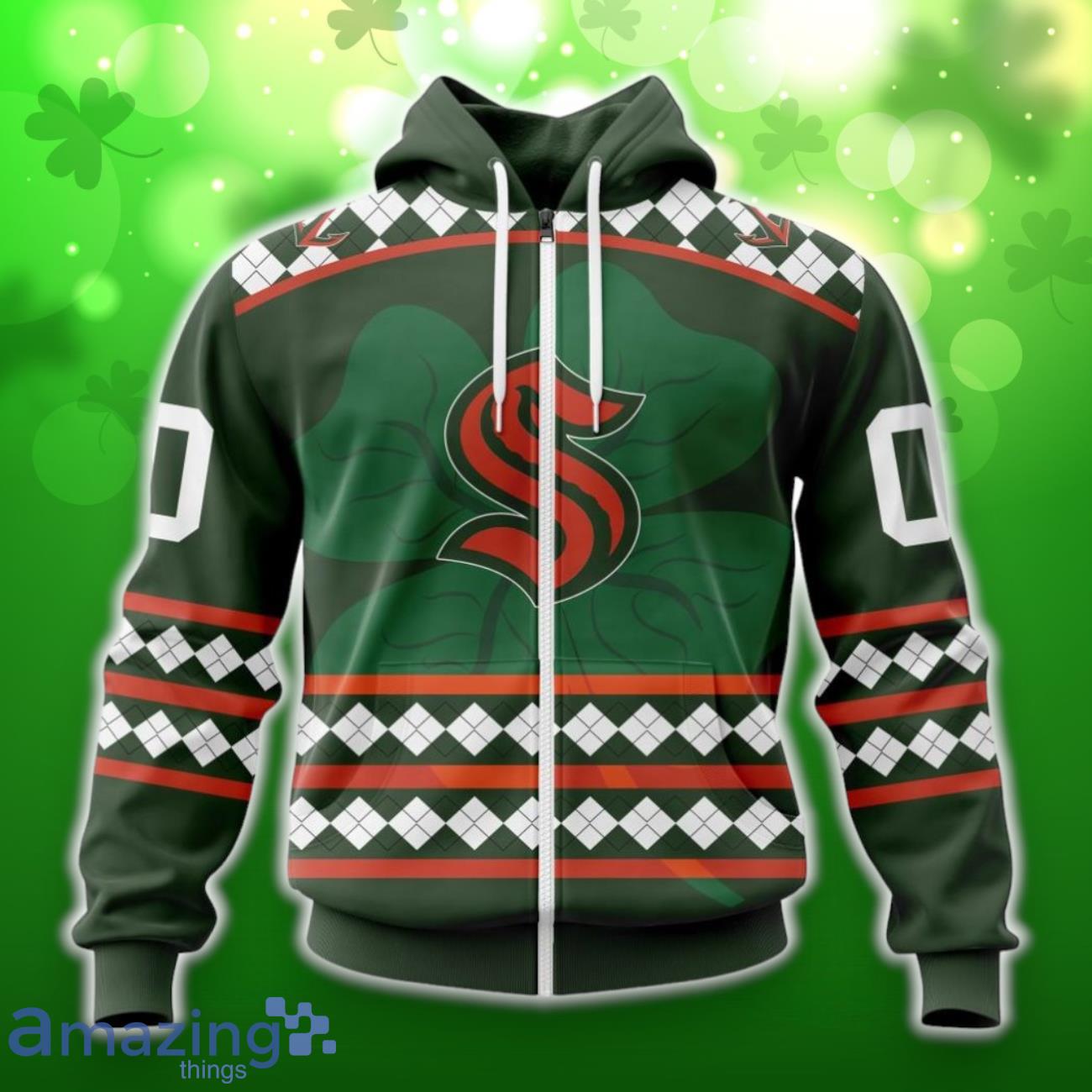 Seattle Kraken Specialized Hockey Celebrate St Patrick’s Day Unisex 3D Shirt Hoodies Custom Number & Name image Seattle Kraken Specialized Hockey Celebrate St Patrick’s Day Unisex 3D Shirt Hoodies Custom Number & Name Product Photo 2
