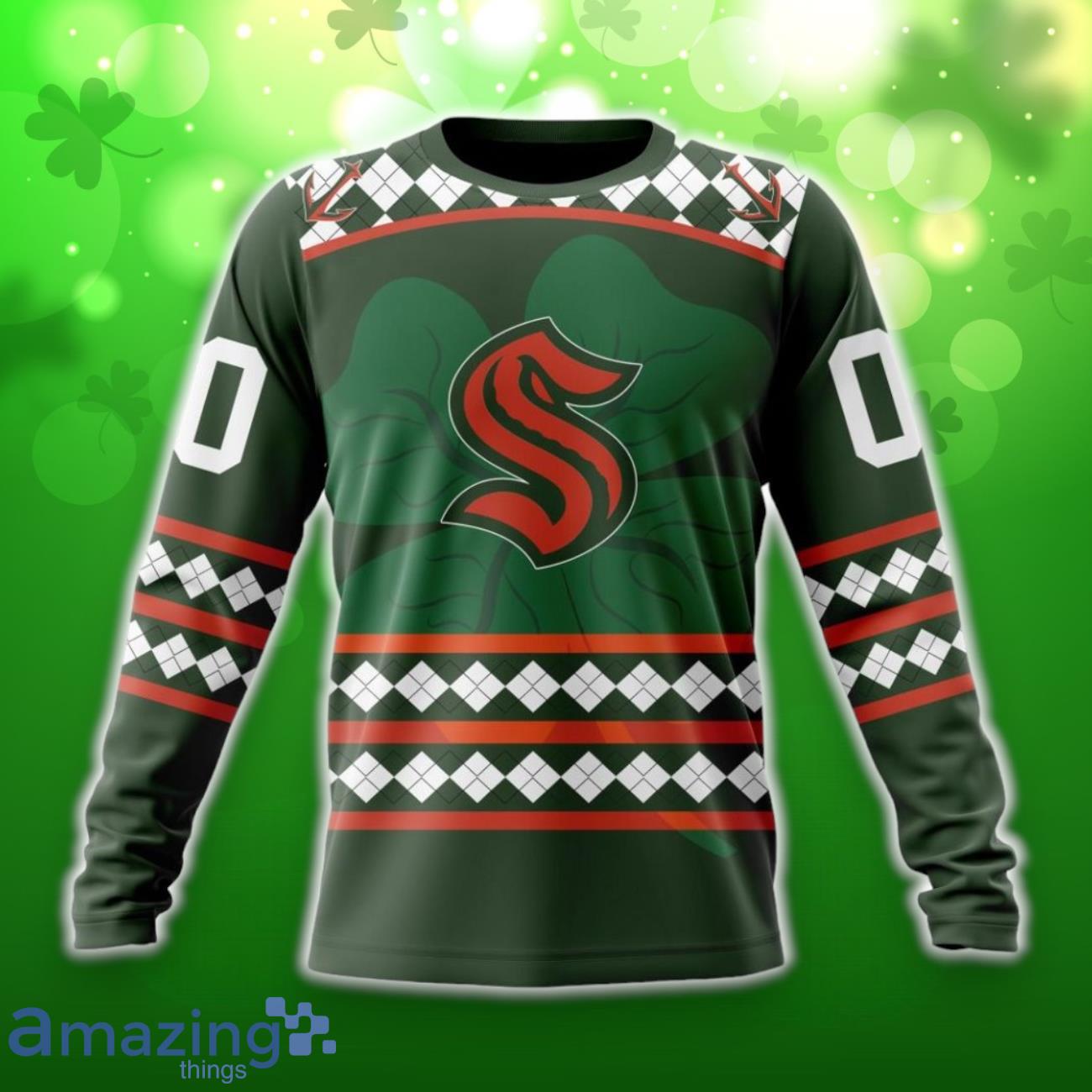 Seattle Kraken Specialized Hockey Celebrate St Patrick’s Day Unisex 3D Shirt Hoodies Custom Number & Name image Seattle Kraken Specialized Hockey Celebrate St Patrick’s Day Unisex 3D Shirt Hoodies Custom Number & Name Product Photo 4