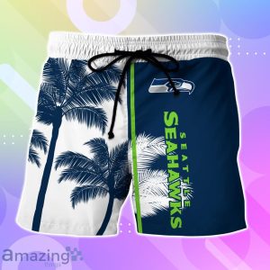 Seattle Seahawks Hawaiian Shirt And Short Palm Tree Custom Name Product Photo 3