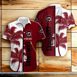 South Carolina Gamecocks Hawaiian Shirt And Short Palm Tree Custom Name Product Photo 2