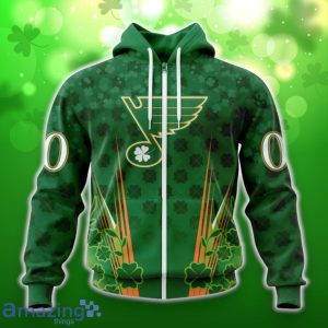St. Louis Blues Full Green Design For St. Patrick’s Day 3D Shirt Hoodies Custom Number & Name Product Photo 2