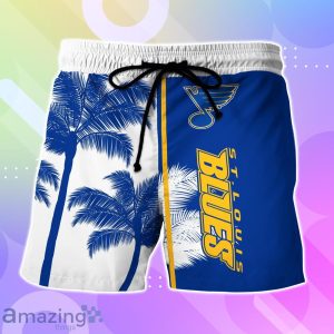 St. Louis Blues Hawaiian Shirt And Short Palm Tree Custom Name Product Photo 3