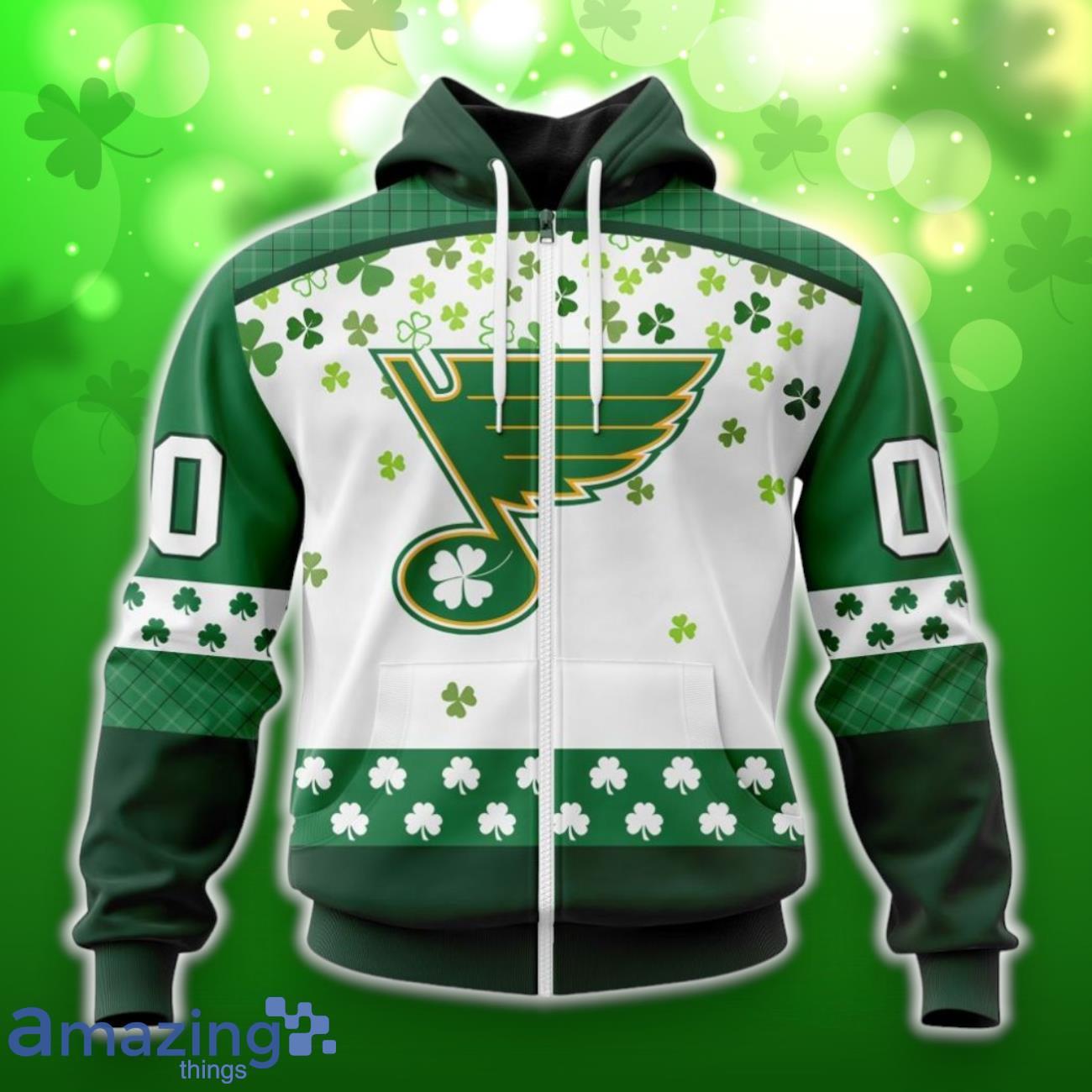 St. Louis Blues Special Design For St. Patrick Day 3D Shirt Hoodies Custom Number & Name image St. Louis Blues Special Design For St. Patrick Day 3D Shirt Hoodies Custom Number & Name Product Photo 2