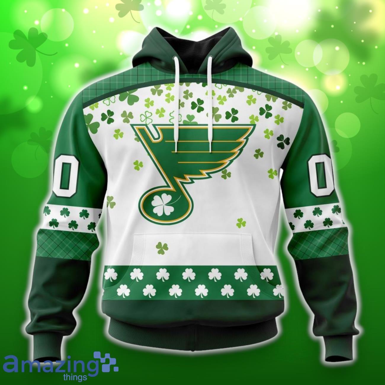 St. Louis Blues Special Design For St. Patrick Day 3D Shirt Hoodies Custom Number & Name image St. Louis Blues Special Design For St. Patrick Day 3D Shirt Hoodies Custom Number & Name Product Photo 1