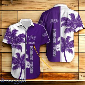 TCU Horned Frogs Hawaiian Shirt And Short Palm Tree Custom Name Product Photo 2