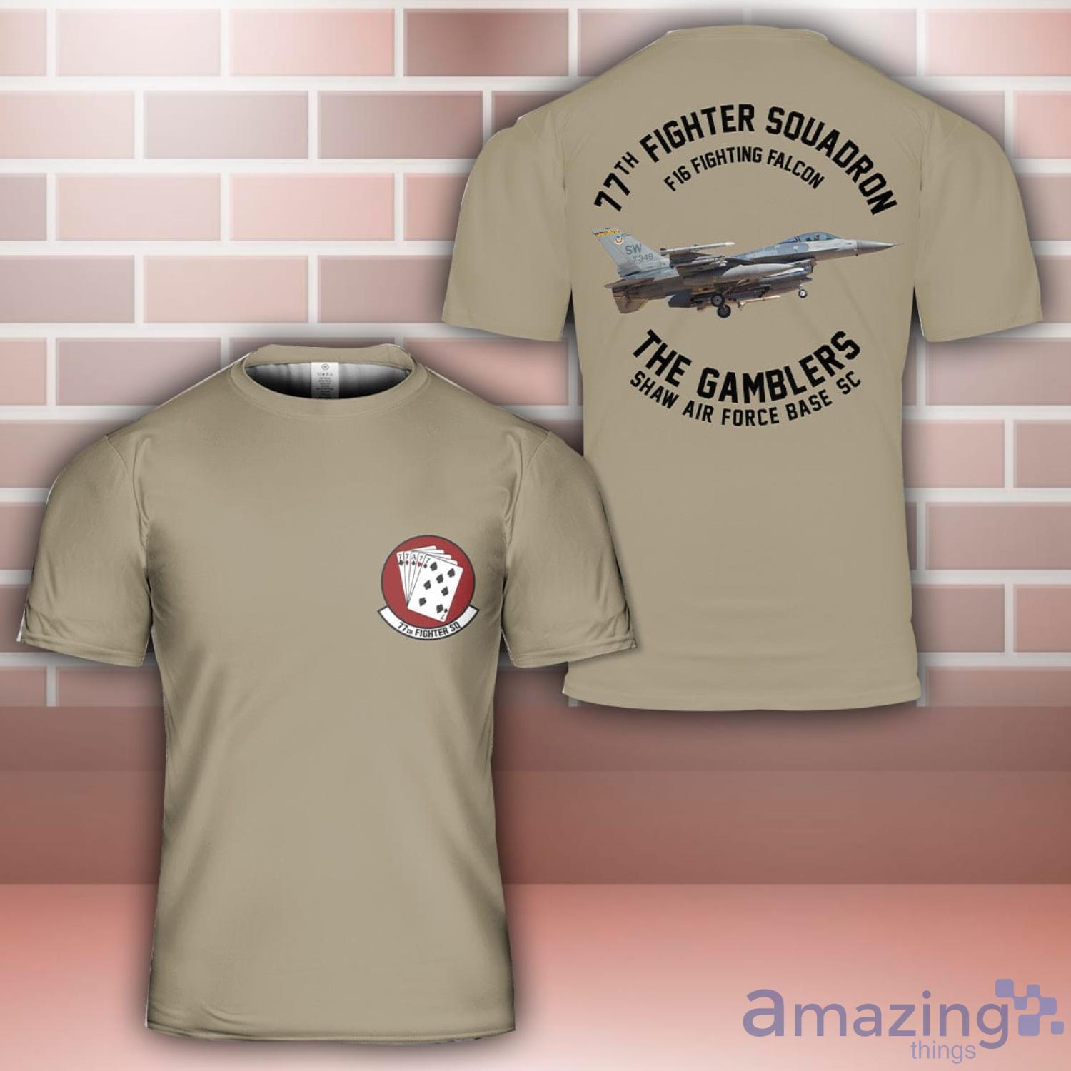 US Air Force 77th Fighter Squadron F 16C Fighting Falcon 3D T Shirt All Over Printed Gift For Men Women image US Air Force 77th Fighter Squadron F-16C Fighting Falcon 3D T-Shirt All Over Printed Gift For Men Women Product Photo 1