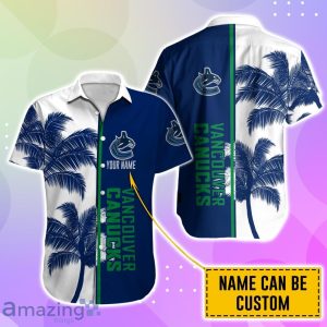 Vancouver Canucks Hawaiian Shirt And Short Palm Tree Custom Name Product Photo 2