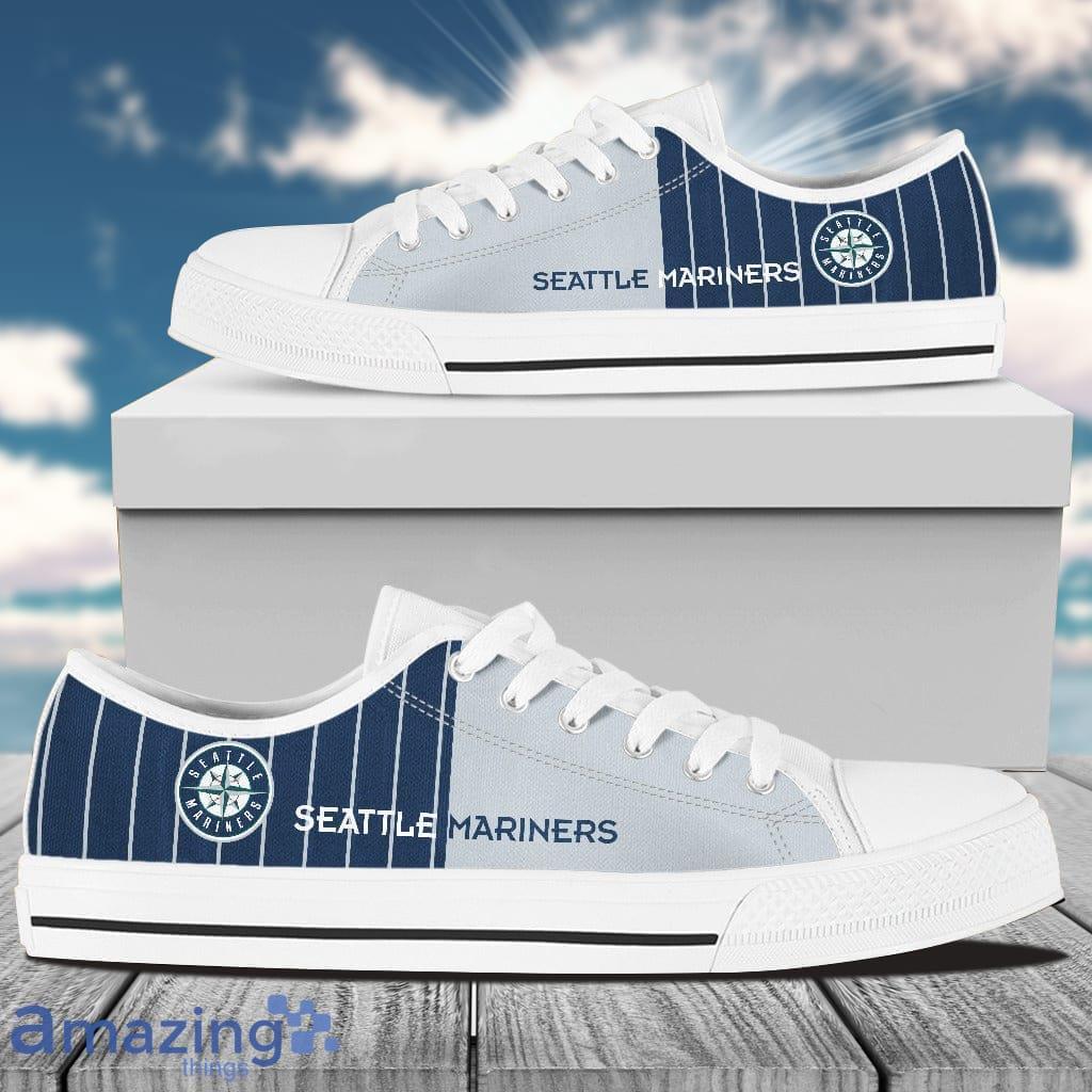 Vertical Stripes Seattle Mariners Canvas Low Top Shoes New Trend image Vertical Stripes Seattle Mariners Canvas Low Top Shoes New Trend Product Photo 1