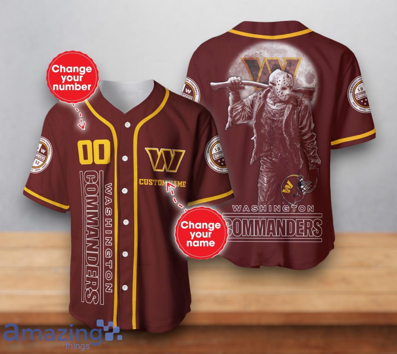 Washington Commanders NFL Custom Number & Name Baseball Jersey For Fans Product Photo 1