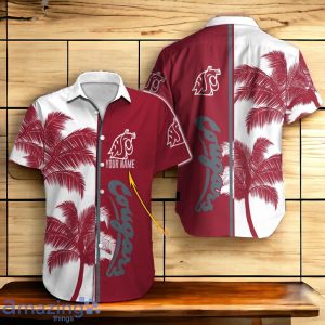 Washington State Cougars Hawaiian Shirt And Short Palm Tree Custom Name Product Photo 2