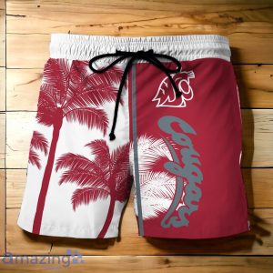 Washington State Cougars Hawaiian Shirt And Short Palm Tree Custom Name Product Photo 3