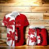 Wisconsin Badgers Hawaiian Shirt And Short Palm Tree Custom Name