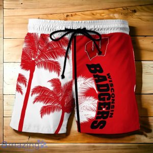 Wisconsin Badgers Hawaiian Shirt And Short Palm Tree Custom Name Product Photo 3