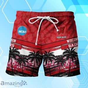 Wisconsin Badgers Sport Team Hawaiian Shirt & Short Vintage Tropical Custom Name Product Photo 3