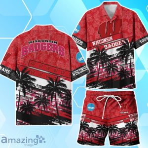 Wisconsin Badgers Sport Team Hawaiian Shirt & Short Vintage Tropical Custom Name Product Photo 1