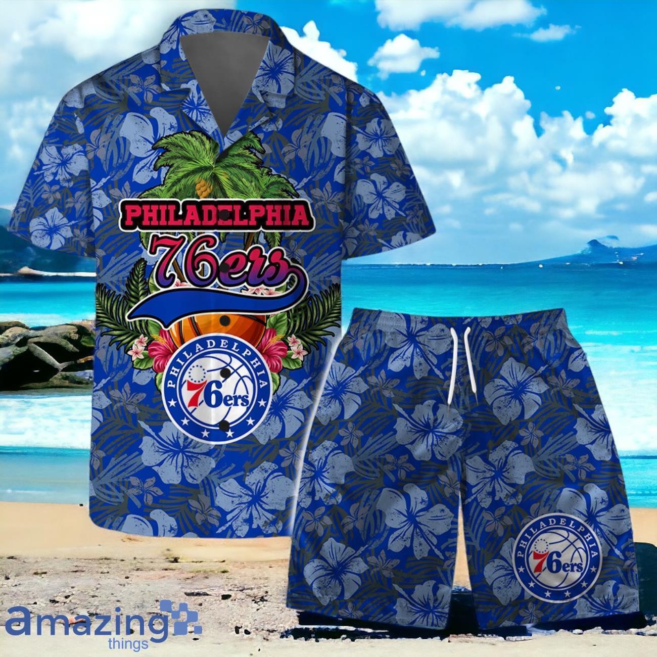 Philadelphia 76ers Team Logo Pattern Retro Hawaiian Shirt And Short Product Photo 1