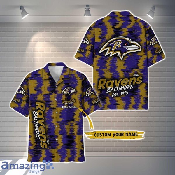 Baltimore Ravens NFL Hawaiian Shirt Vintage Custom Name For Fans Product Photo 1