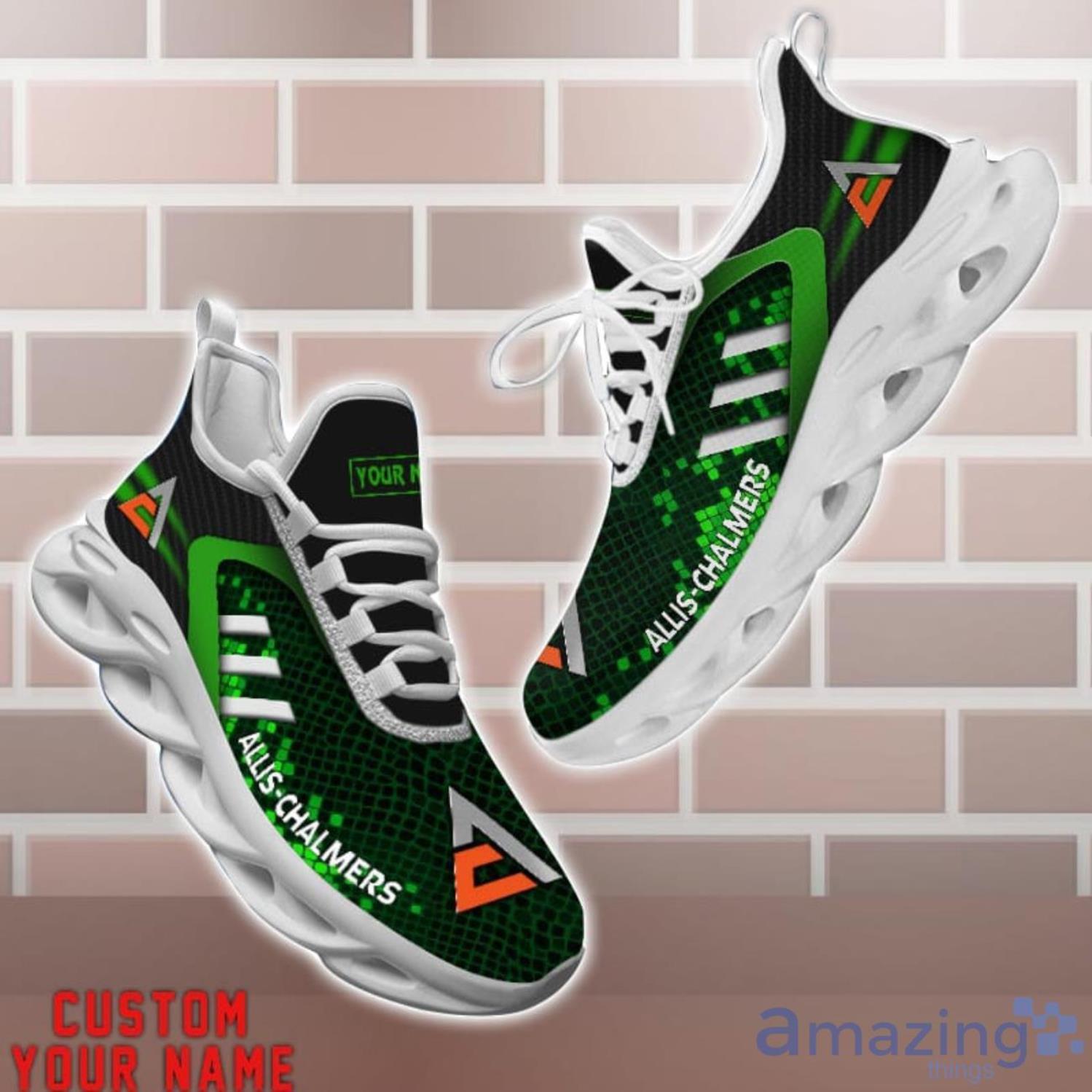 Allis Chalmers Shoes Green Square Pattern Custom Name Max Soul Sneakers For Men Women image Allis Chalmers Shoes Green Square Pattern Custom Name Max Soul Sneakers For Men Women Product Photo 1
