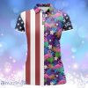 American Flag Patriotic Custom Name Floral Flamingo Pattern Polo Shirts For Women