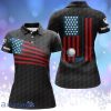American Flag Patriotic Polo Shirts Custom Name Golf Gifts For Women Black