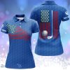 American Flag Patriotic Polo Shirts Custom Name Golf Gifts For Women Blue