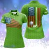 American Flag Patriotic Polo Shirts Custom Name Golf Gifts For Women Green