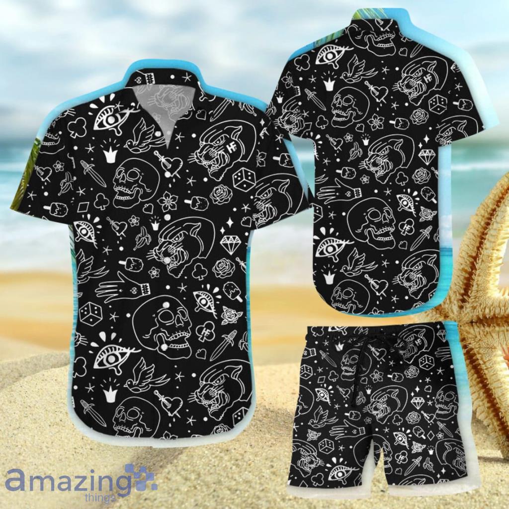 American Traditional Flash Tattoo Skull Hawaii Shirt image American Traditional Flash Tattoo Skull Hawaii Shirt Product Photo 1