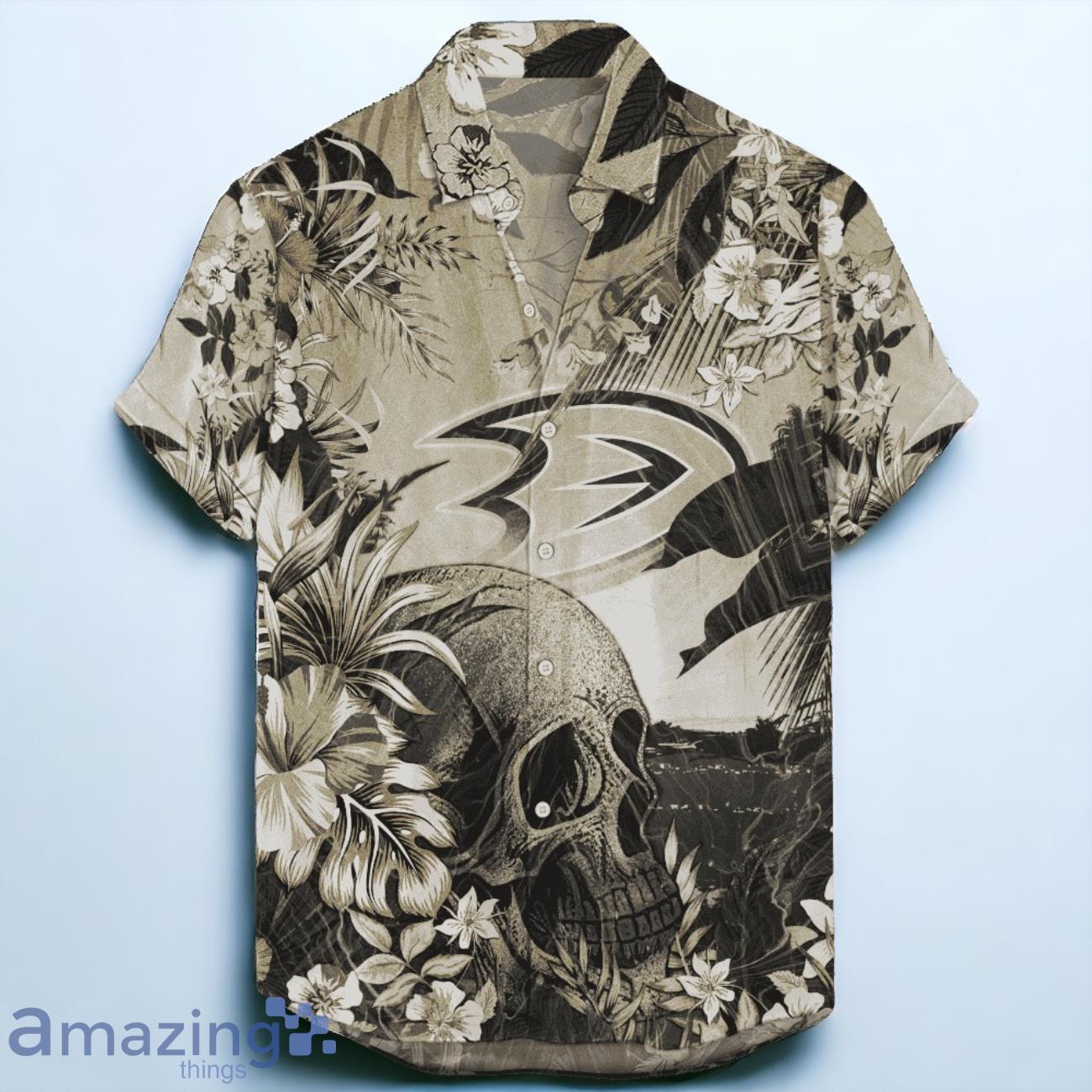 Anaheim Ducks NHL Hawaiian Shirt Tropical Skull Design For Men Women image Anaheim Ducks NHL Hawaiian Shirt Tropical Skull Design For Men Women Product Photo 1