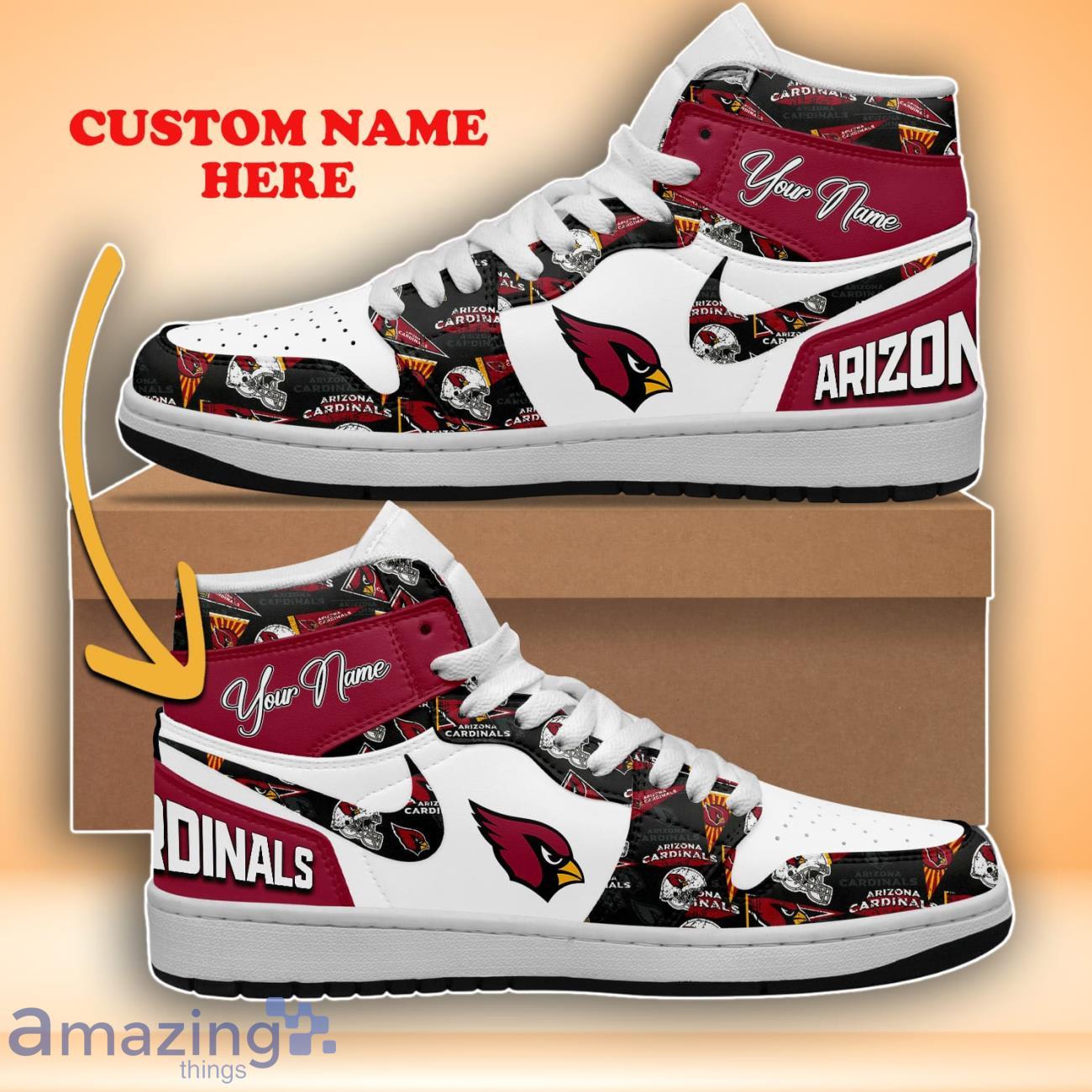 Arizona Cardinals Custom Name Air Jordan High Top Trendy Style For Fans image Arizona Cardinals Custom Name Air Jordan High Top Trendy Style For Fans Product Photo 1