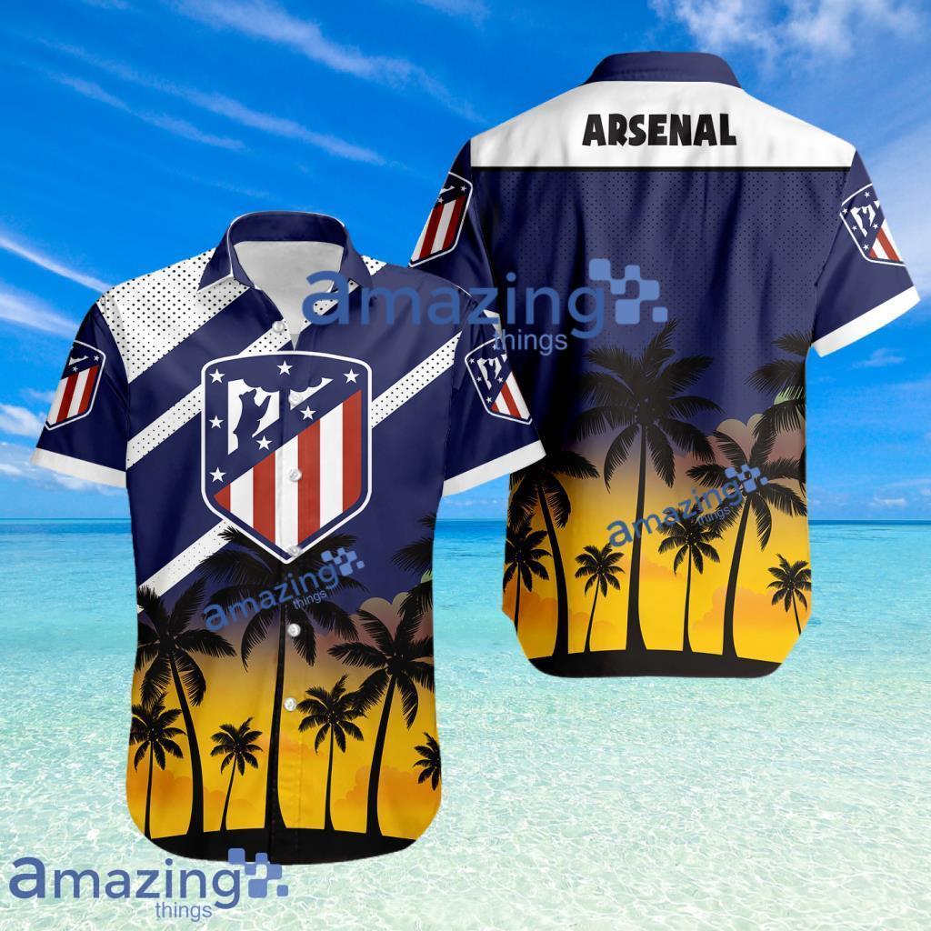 Atletico Madrid FC Logo Button Down Hawaiian Shirt Hip Summer Trend Product Photo 1