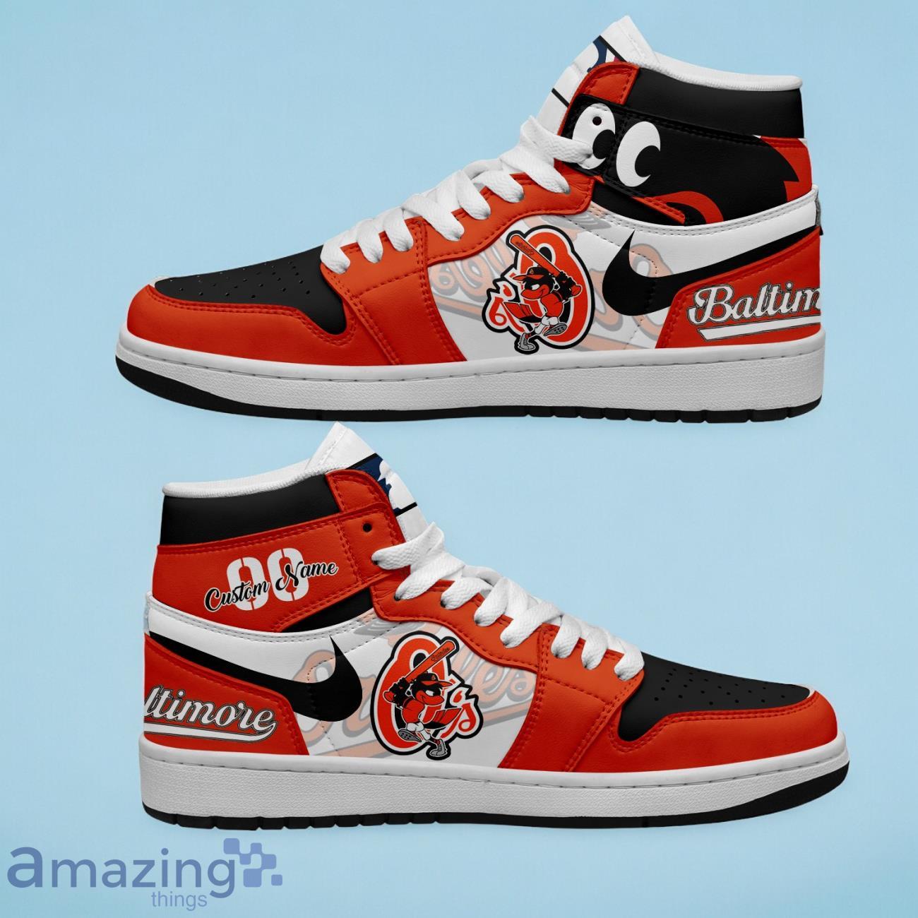 Baltimore Orioles MLB Air Jordan Hightop Custom Number & Name Trending Shoes image Baltimore Orioles MLB Air Jordan Hightop Custom Number & Name Trending Shoes Product Photo 1