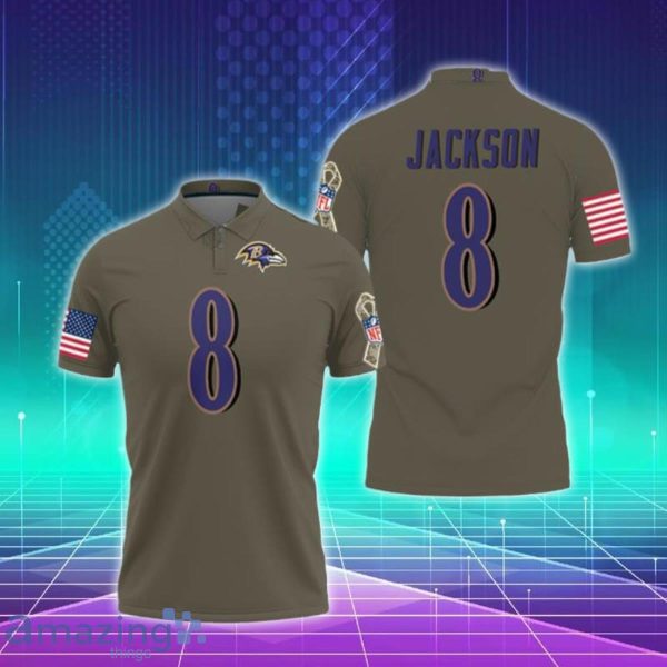 Baltimore Ravens Lamar Jackson Retired Player Olive Polo Shirts Special Gift For Men And Women Product Photo 1