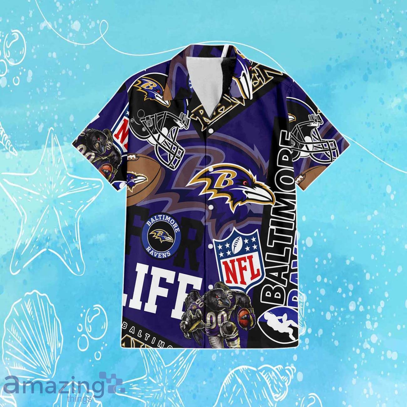 Baltimore Ravens NFL Combo Hawaiian Shirt & Short Trending Gift For Fans image Baltimore Ravens NFL Combo Hawaiian Shirt & Short Trending Gift For Fans Product Photo 2