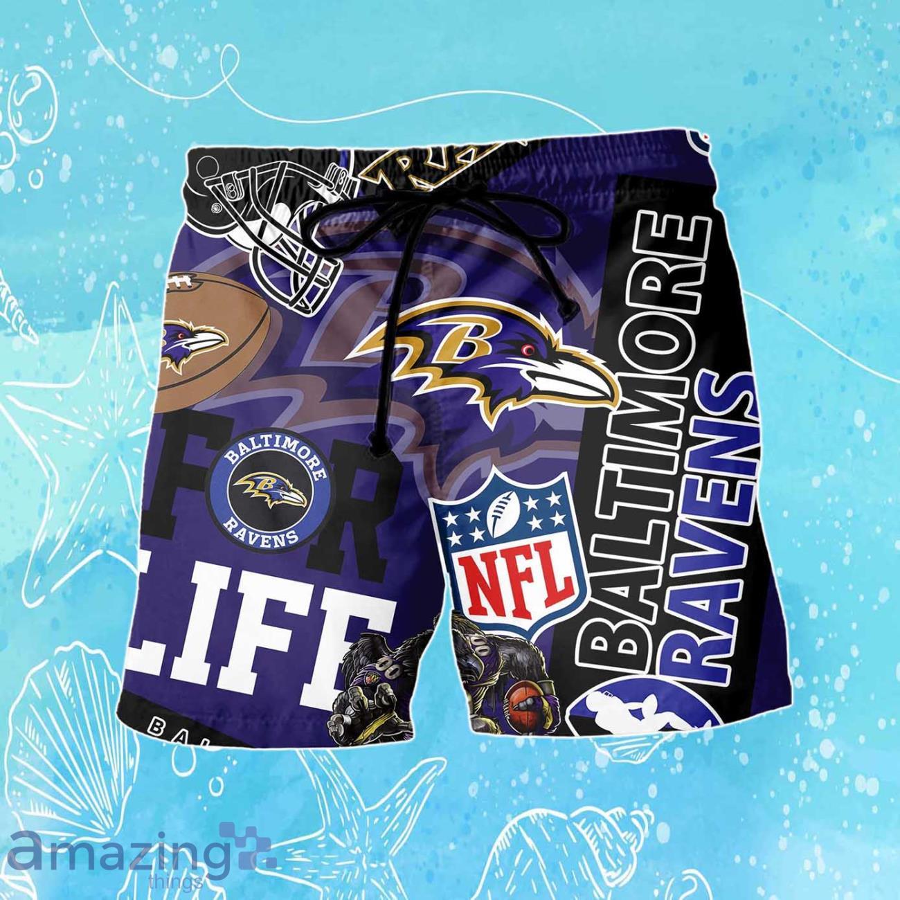 Baltimore Ravens NFL Combo Hawaiian Shirt & Short Trending Gift For Fans image Baltimore Ravens NFL Combo Hawaiian Shirt & Short Trending Gift For Fans Product Photo 4