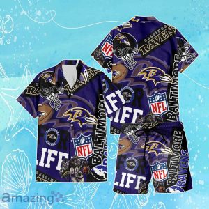 Baltimore Ravens NFL Combo Hawaiian Shirt & Short Trending Gift For Fans Product Photo 1