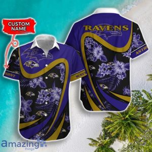 Baltimore Ravens NFL Floral Hawaiian Shirt And Shorts Custom Name Casual Comfort Combo For Fans Product Photo 2