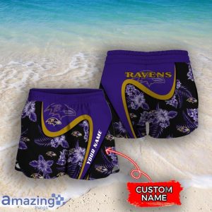 Baltimore Ravens NFL Floral Hawaiian Shirt And Shorts Custom Name Casual Comfort Combo For Fans Product Photo 4