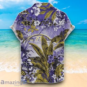 Baltimore Ravens NFL Hawaiian Shirt Skull And Hibiscus Aloha Shirt For Fans Product Photo 2