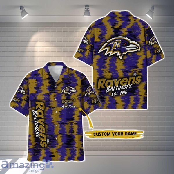 Baltimore Ravens NFL Hawaiian Shirt Vintage Custom Name For Fans Product Photo 1