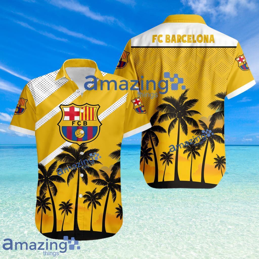 Barcelona FC Logo Button Down Hawaiian Shirt Hip Summer Trend Product Photo 1